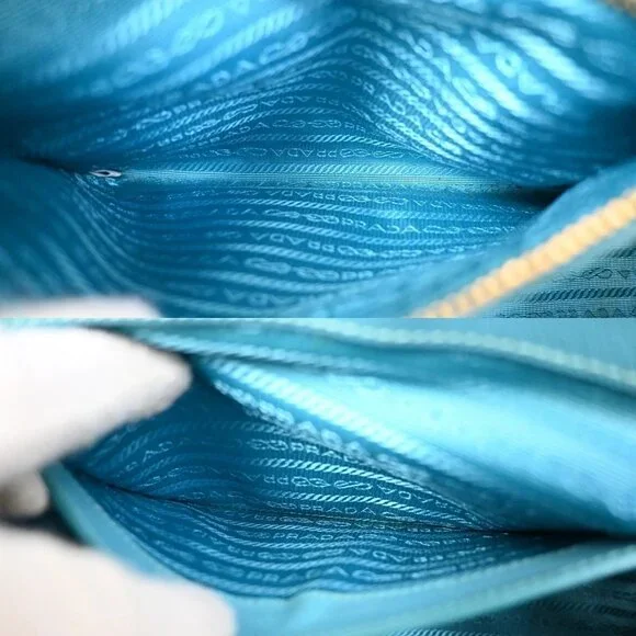 PRADA MILANO Logo 2Way Shoulder Hand Bag Saffiano Leather Blue GHW 12TA271 - Picture 14 of 16